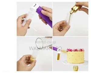 Manual Airbrush for Decorating Cakes Wt 4 PCS Tube for Cake Glitter
