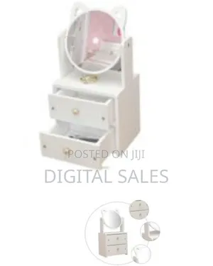 2 Tiers Vanity Makeup Tabletop Mirror Storage With Drawer Organizer