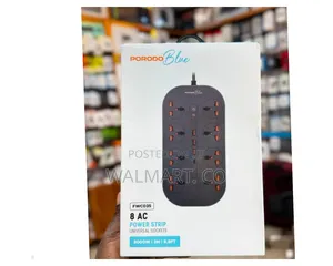 Black Porodo Socket Extension 8ac Power Strip