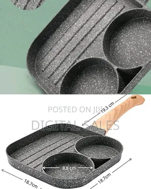 3-Section Nonstick Frying Pan - Divided Fry Pan With Maifan Stone