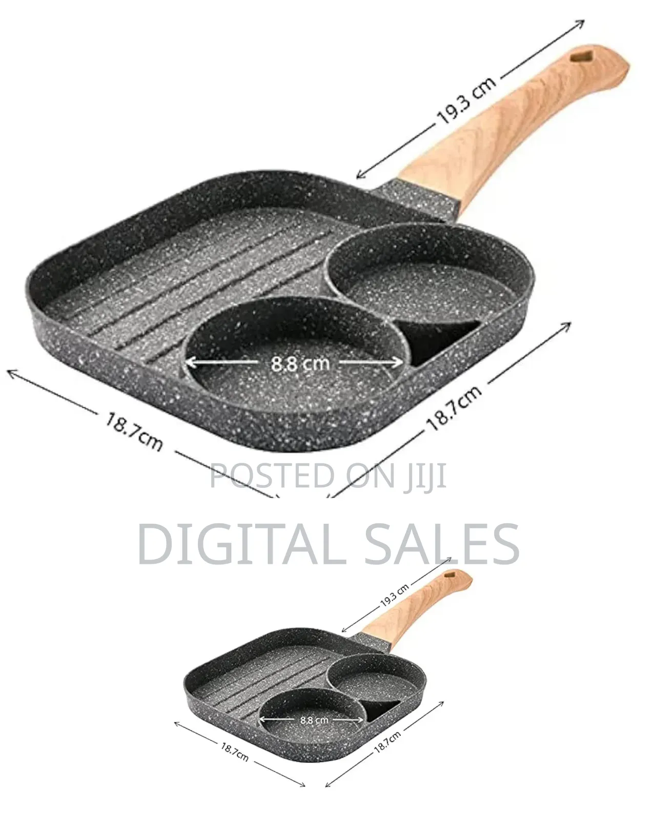 3-Section Nonstick Frying Pan - Divided Fry Pan With Maifan Stone
