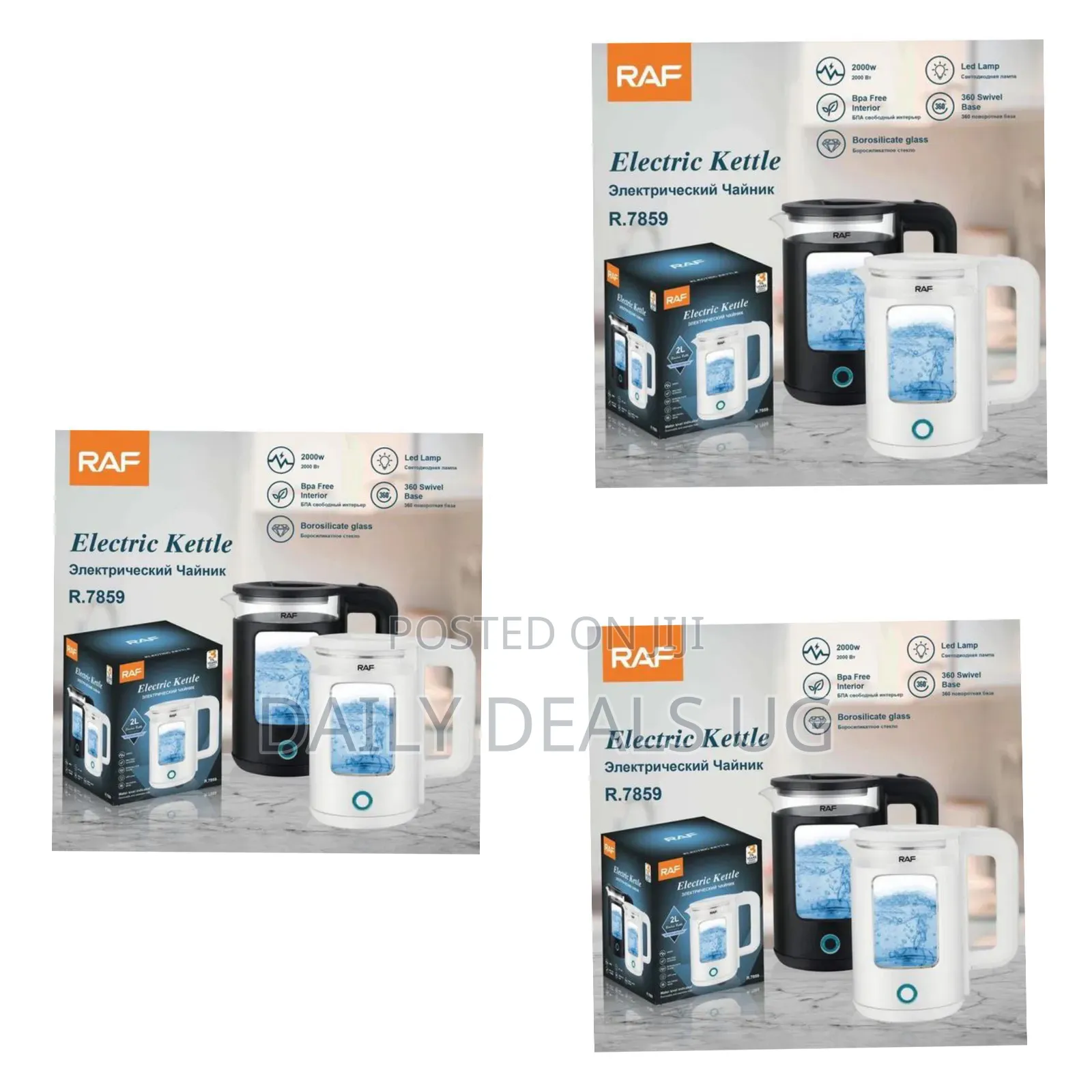 Raf Cordless Electric Kettle 2l, With Auto Shut, 360-Degree Cord