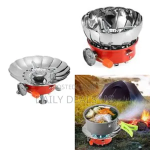 Portable Camping Gas Stove,Folding Windproof Ignition Gas Stove Silver