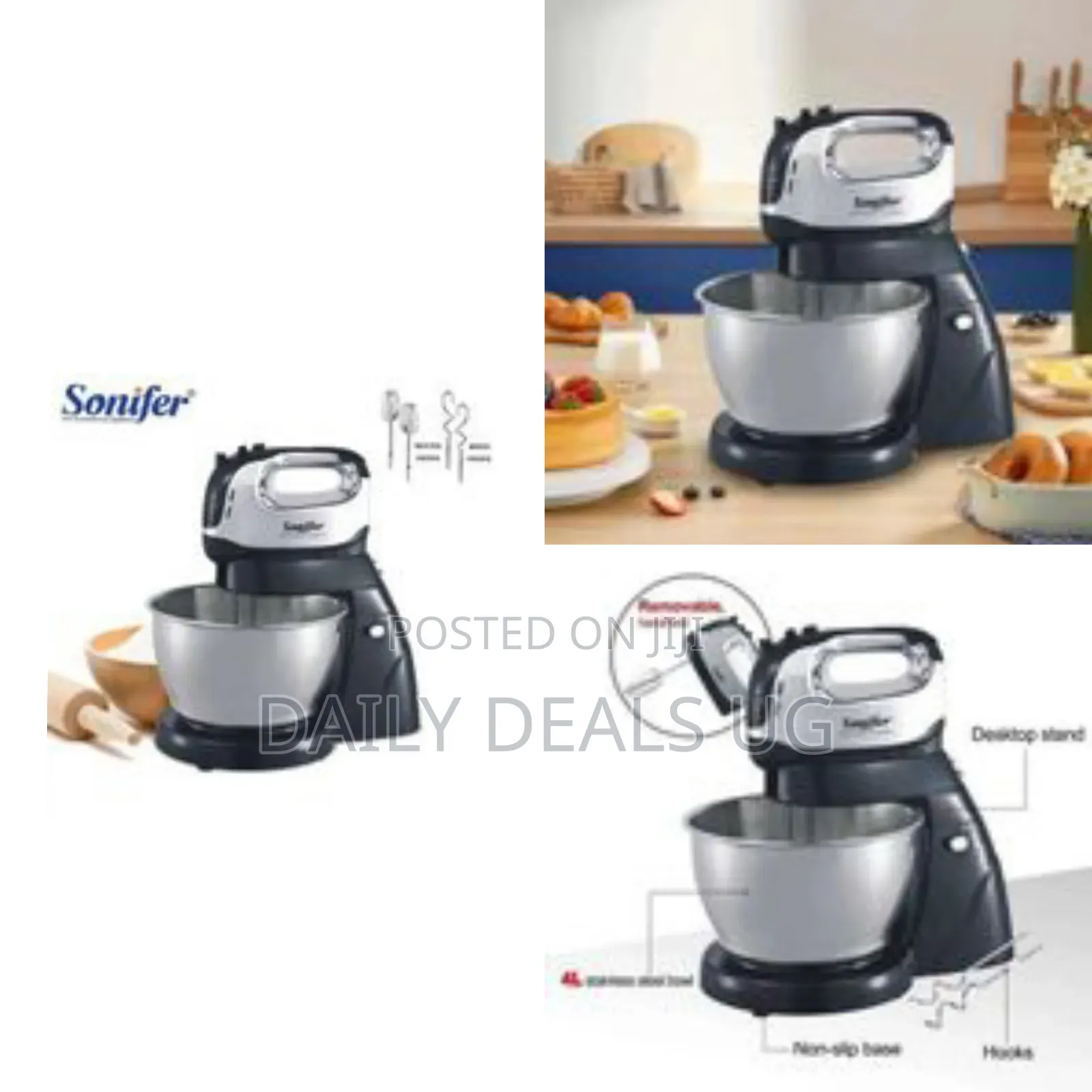 Sonifer 4l Electric Dough Hand Stand Mixer Food Processor With Bowl
