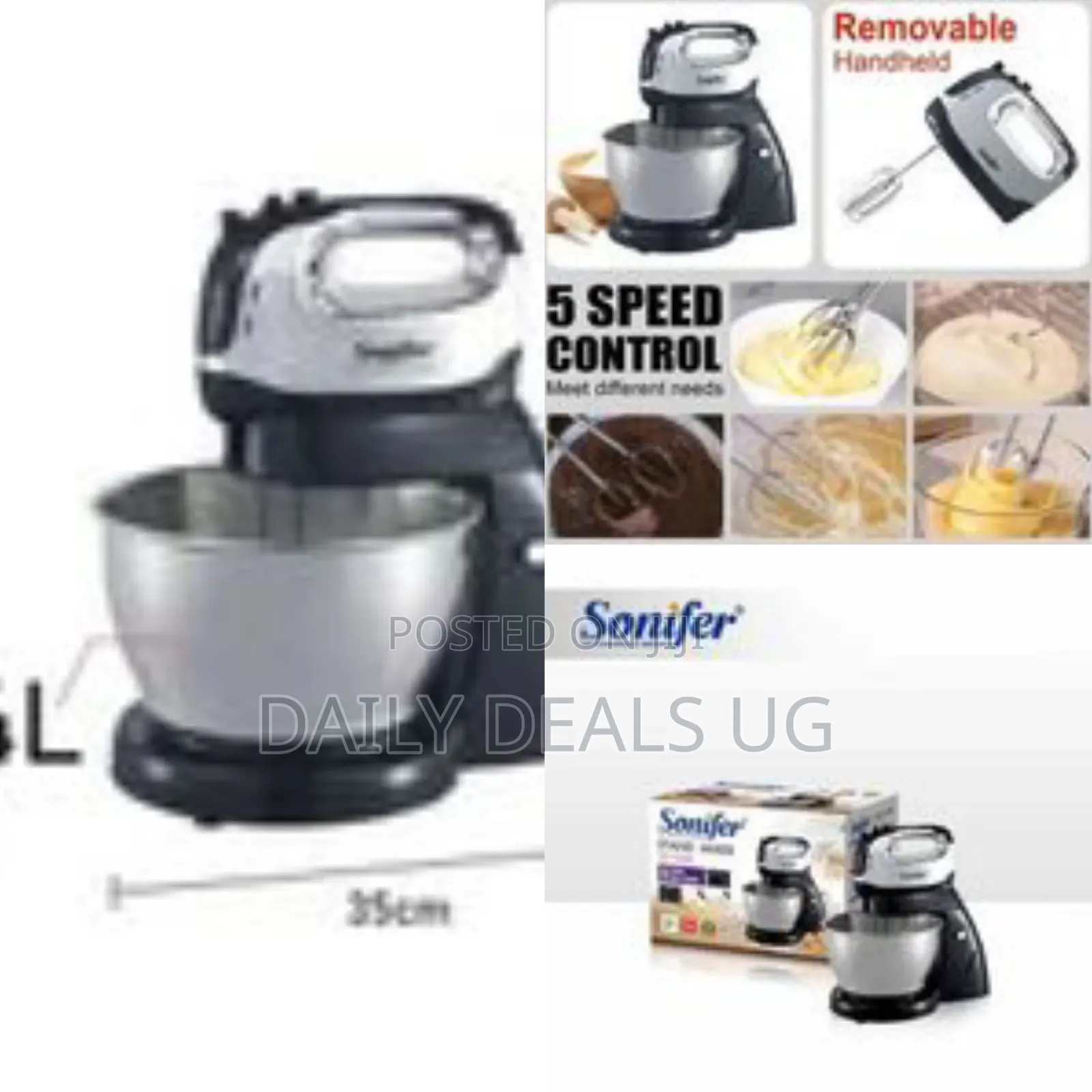 Sonifer 4l Electric Dough Hand Stand Mixer Food Processor With Bowl