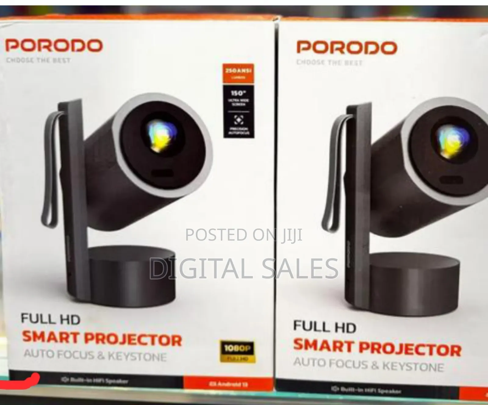 Porodo Full Hd Smart Projector Auto Focus Keystone