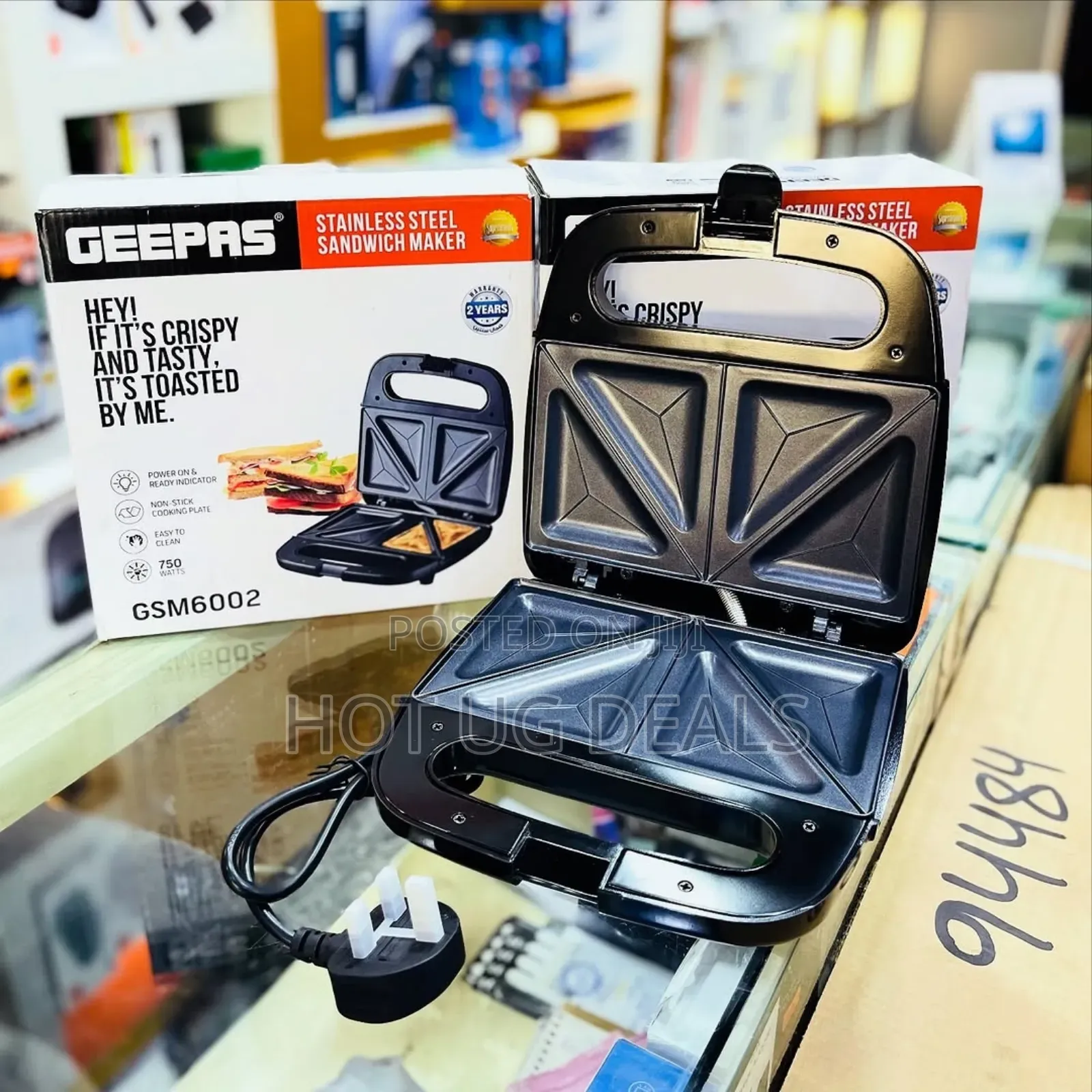 Geepas 2-slice Sandwich Maker, 700w