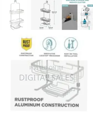 3 Tier Aluminium Shower Caddy Hanging Bathroom Organizer Rack With 2