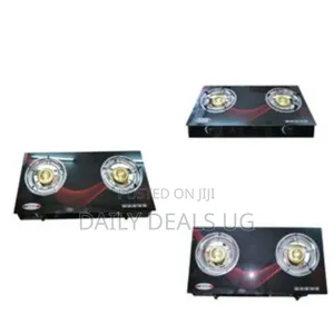2 Burner Tempered Glass Work Desk Top Gas Stove Cooker Hot Plate-Black