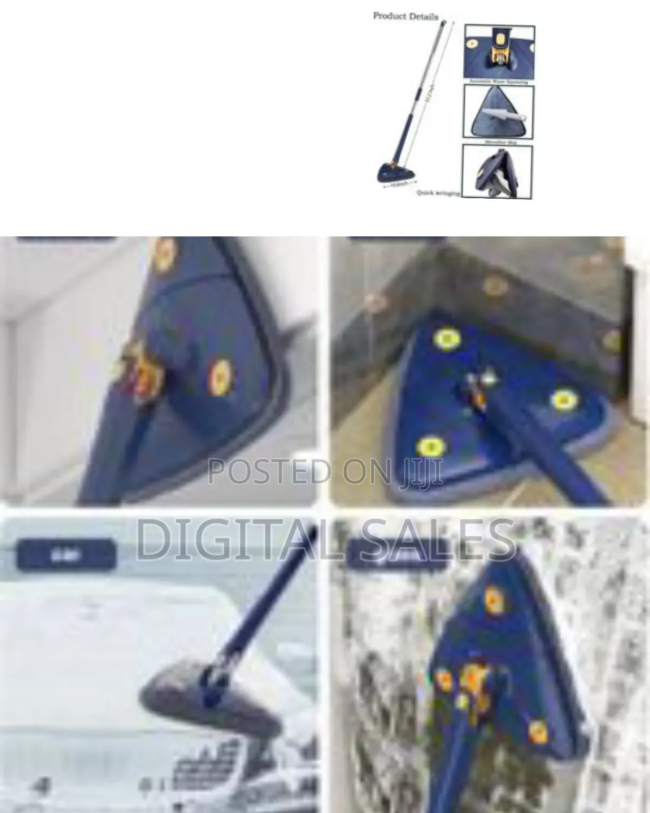 360° Rotatable Adjustable Triangle With 4 Wipes Cleaning Mop Extenda