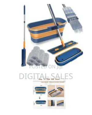 Portable Collapsible 360° Swivel Wring Function Microfibre Flat Mop