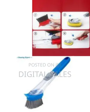 Kitchen Usable Long Handle Sponge Pot Cleaner With White Wok Brush And