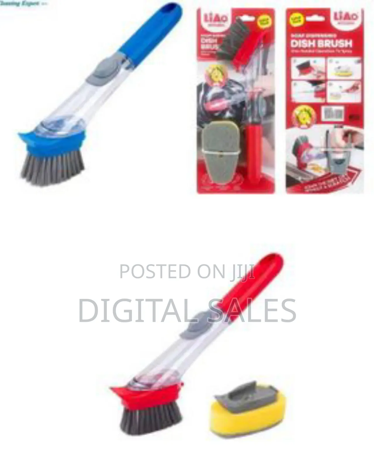 Kitchen Usable Long Handle Sponge Pot Cleaner With White Wok Brush And