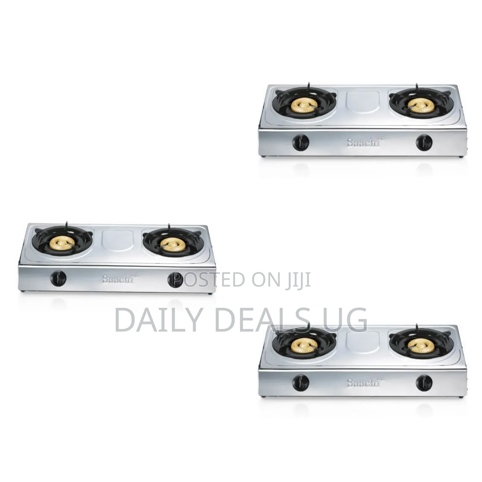 Saachi Double Burner Gas Stove Cooker With Automatic Ignition, Silver