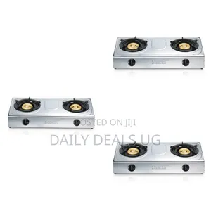 Saachi Double Burner Gas Stove Cooker With Automatic Ignition, Silver