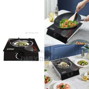 Glass Single Burner Gas Stove Cooker- Black