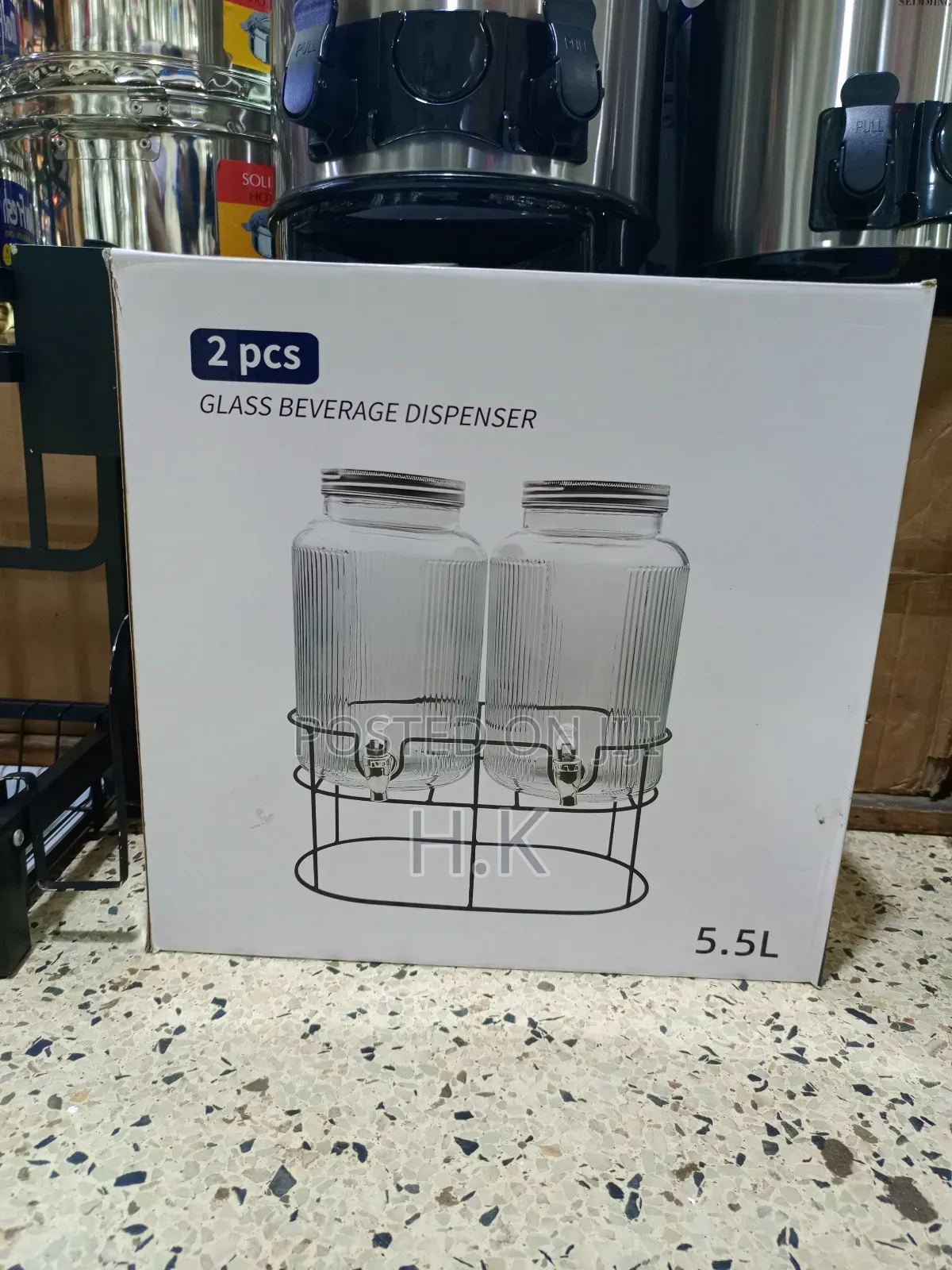 2pcs Glass Beverage Dispenser 5.5l
