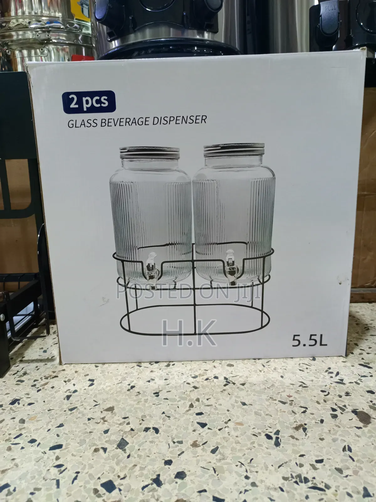 2pcs Glass Beverage Dispenser 5.5l