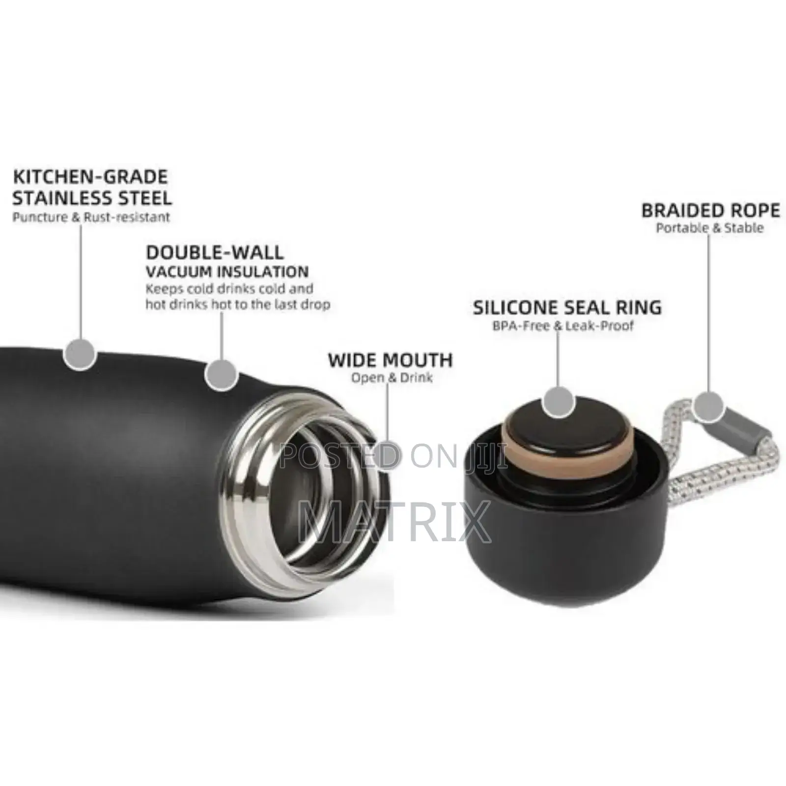 550ml Thermol Vacuum Bottle Flask Keeps for 10 Hour Hot Drinks