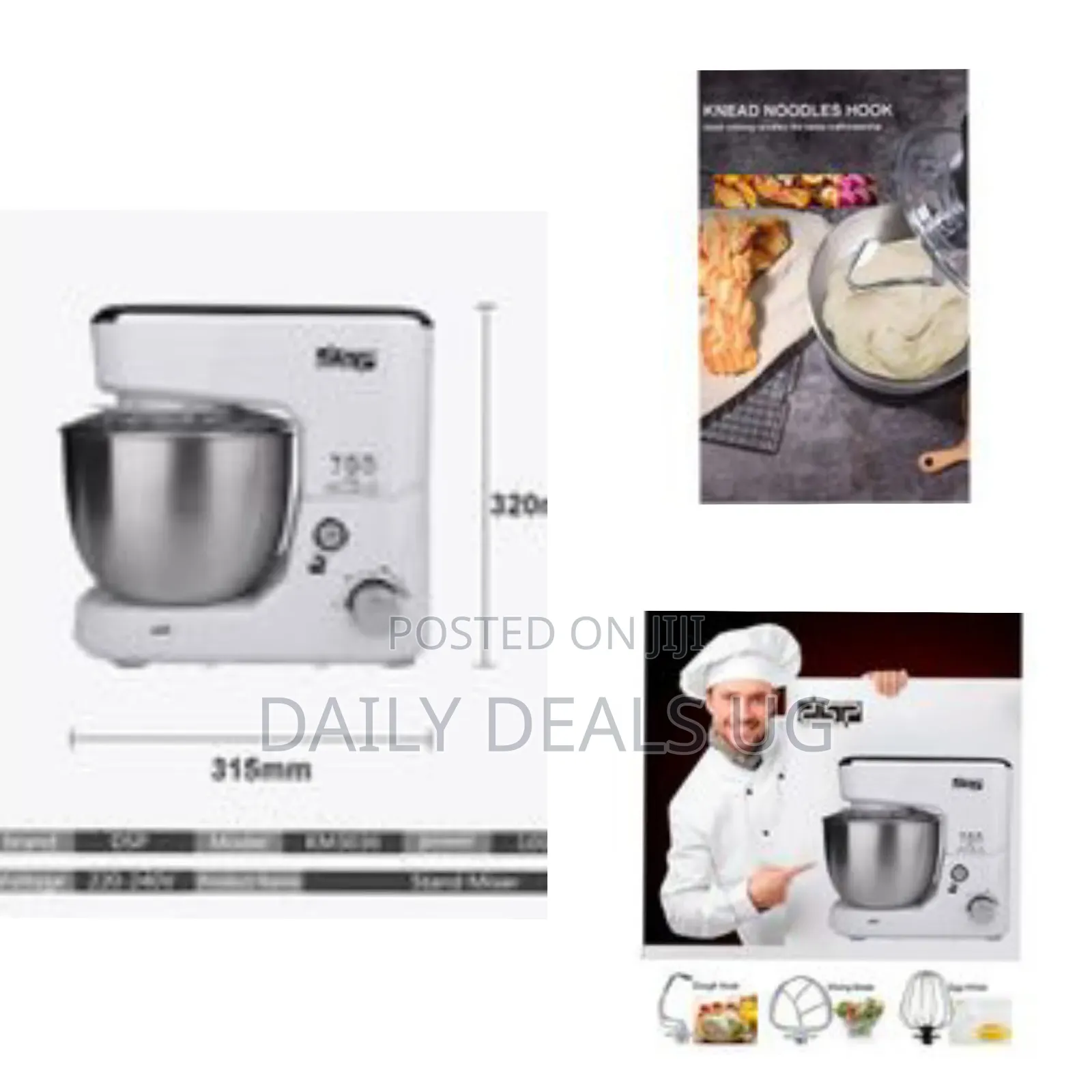DSP 5l DSP Blender Dough Hand/Stand Mixer Food Processor, White