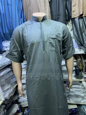 Short Sleeve Kanzus With Colar