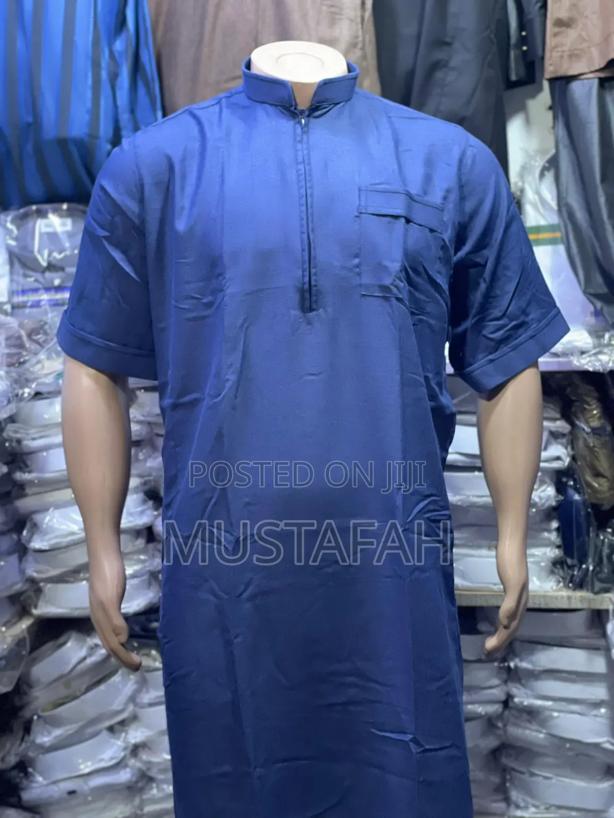 Short Sleeve Kanzus With Colar