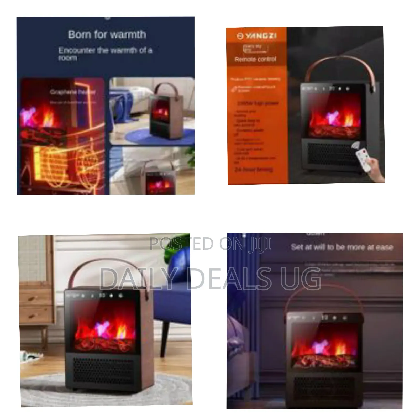 Electric Freestanding Heating Fireplace With Realistic 3d Flame Effect