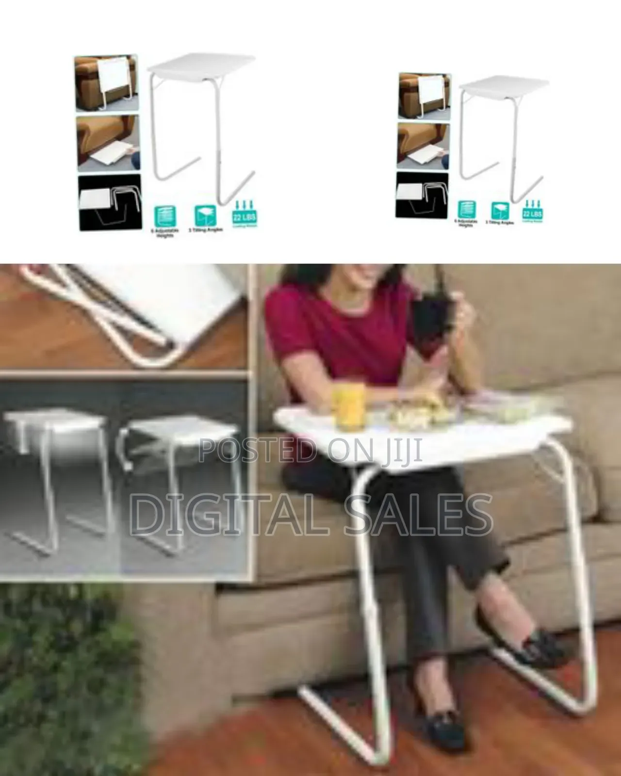 Adjustable Multi Position Portable Folding Tv Tray Table Mate for Be0