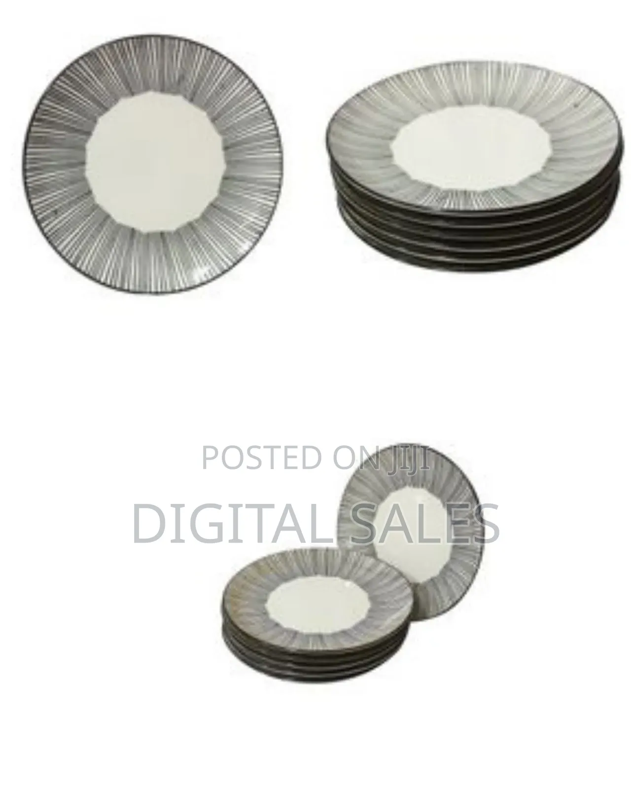 6pcs Line Plates - Black/White