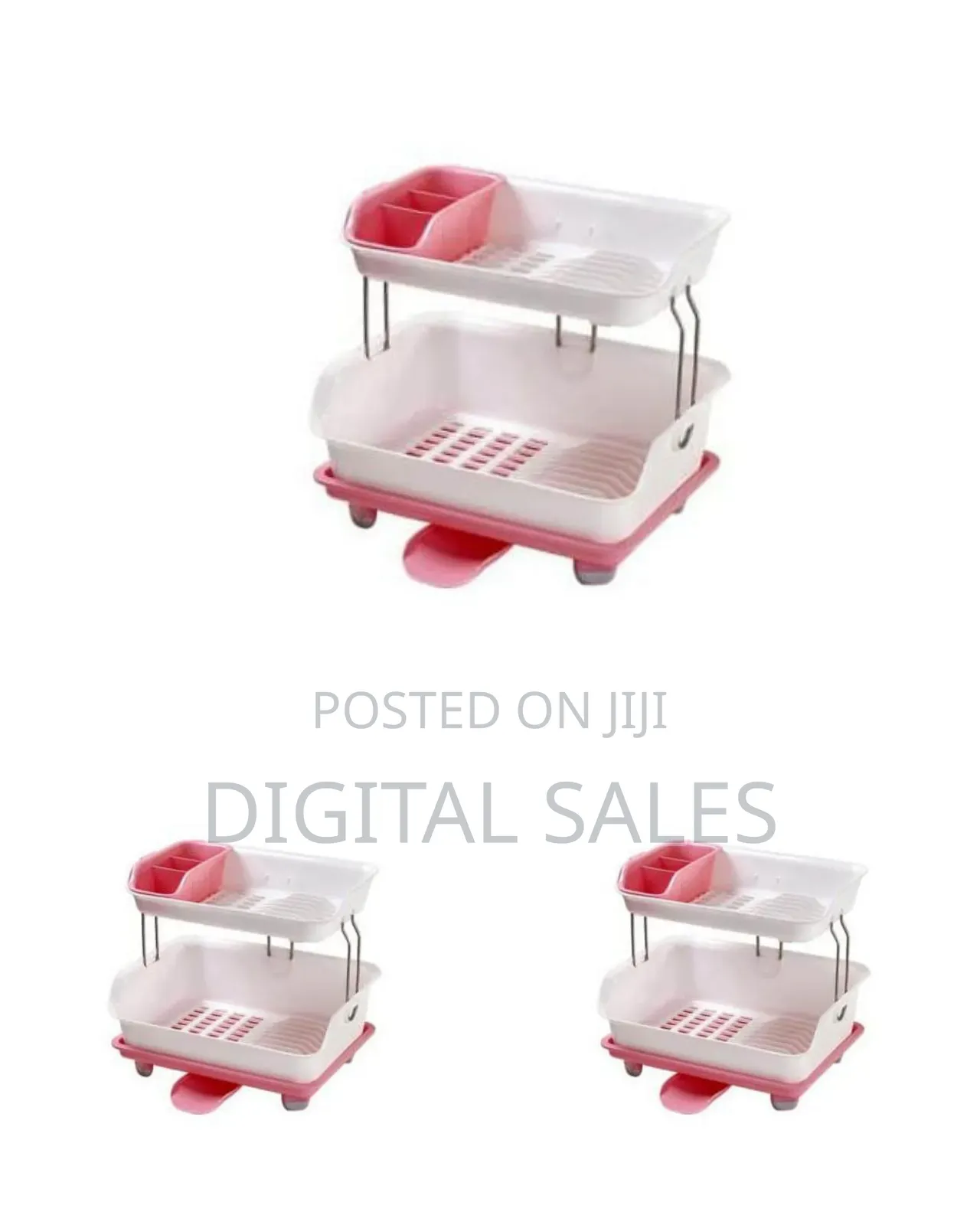 Multi-Purpose Dish Drying Draining Rack Storage Organizer-Pink