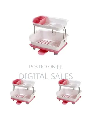 Multi-Purpose Dish Drying Draining Rack Storage Organizer-Pink