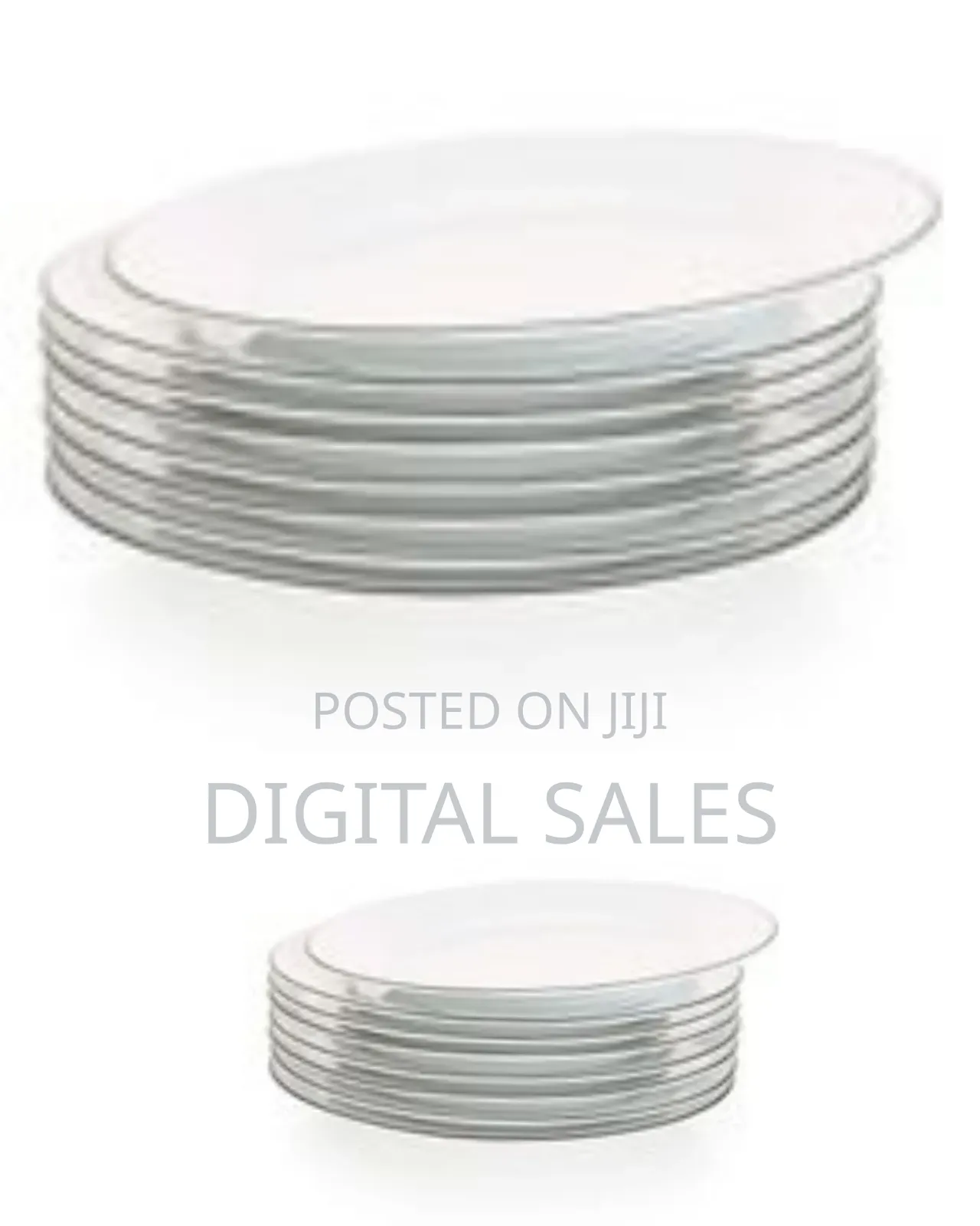 9 LNCH 6 Pieces of Black Line Plates, White