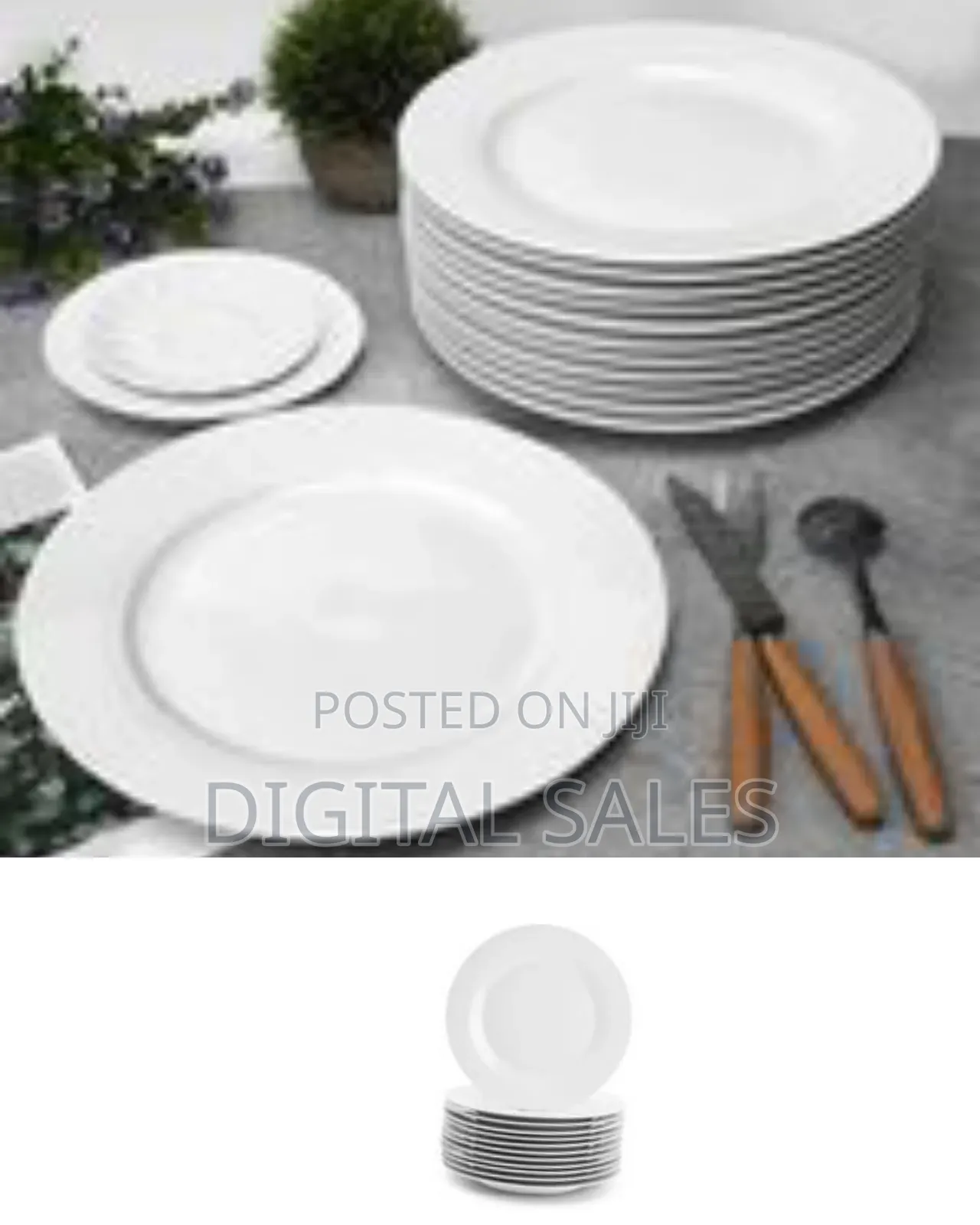 10 Inch 12-Piece Porcelain Salad, Dessert Dinner Serving Plates-White