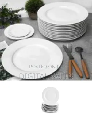 10 Inch 12-Piece Porcelain Salad, Dessert Dinner Serving Plates-White