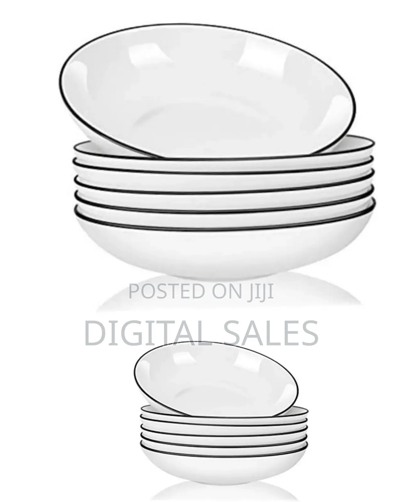 6 Pieces of Deep Soup Dinner Plates Bowls, White