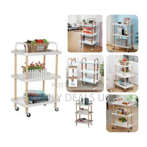 3tier Rolling Kitchen Storage Cart With Locking Wheels Serving Trolley