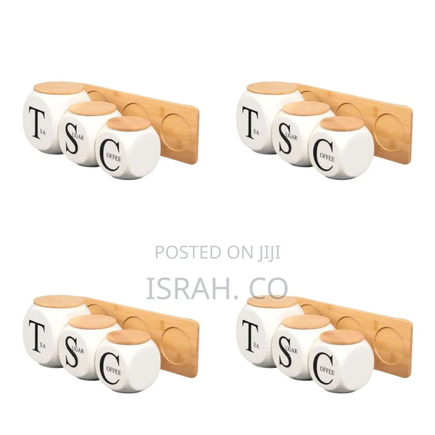Modern Ceramic Jar Set With a Bamboo Stand