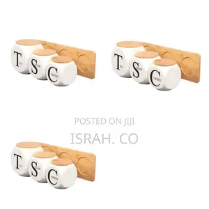 Modern Ceramic Jar Set With a Bamboo Stand