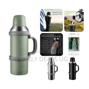 1600ml Large Capacity Stainless Steel Vacuum Flask With Cup, Portable