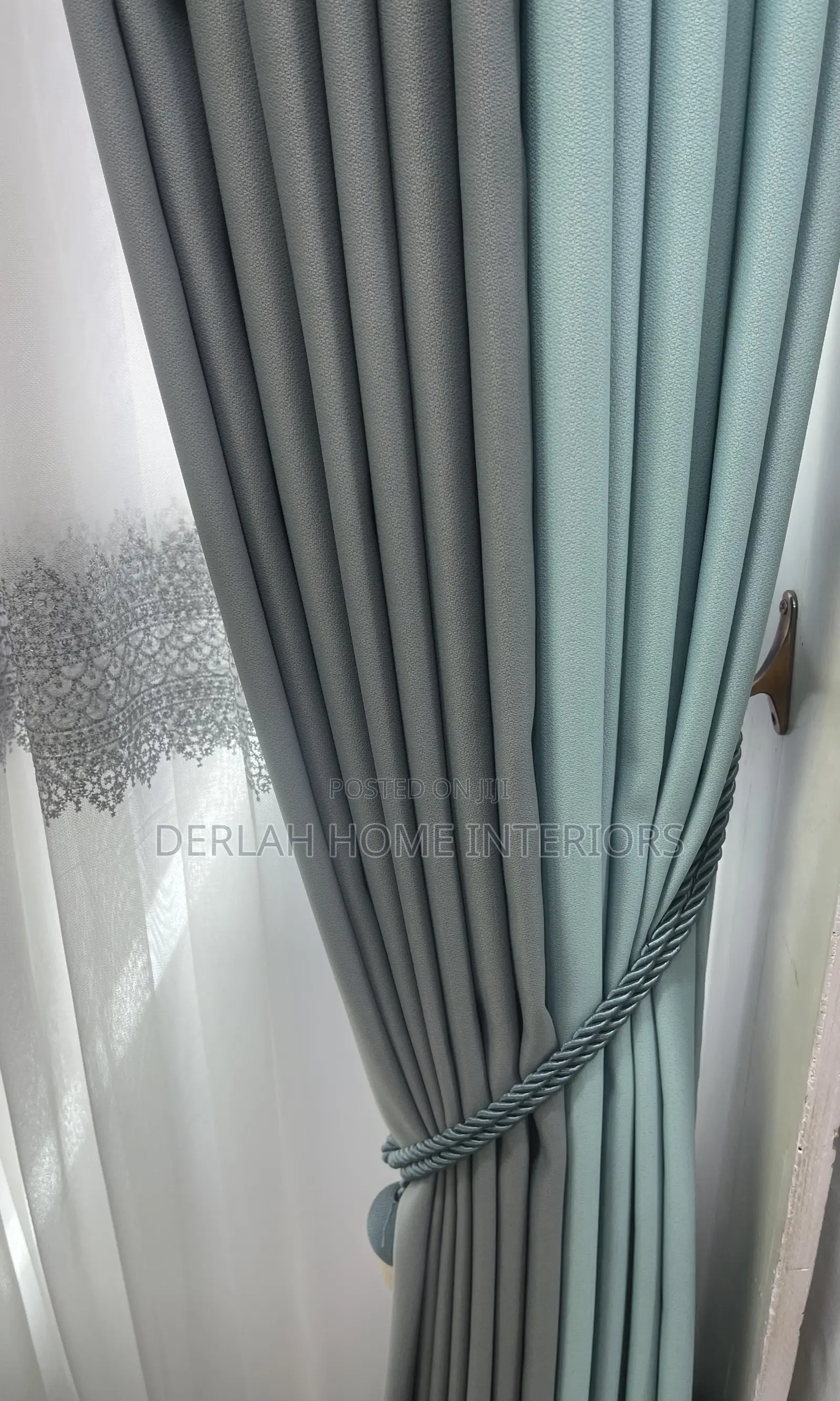 Sky Blue and Grey Curtains 