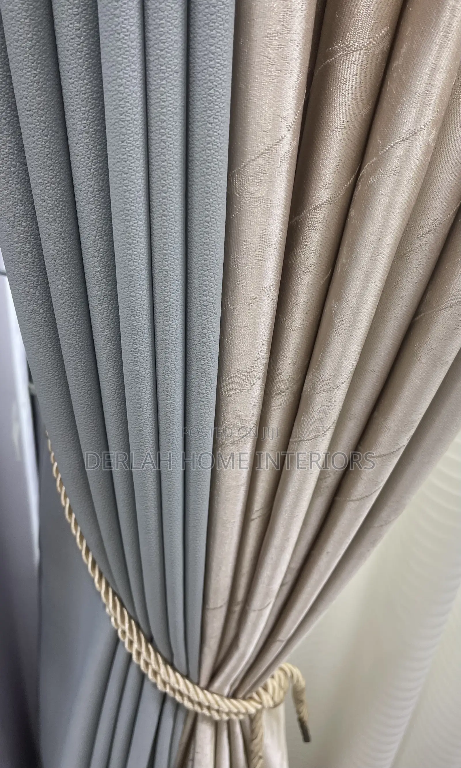 Light Brown and Grey Curtains( Per Meter )