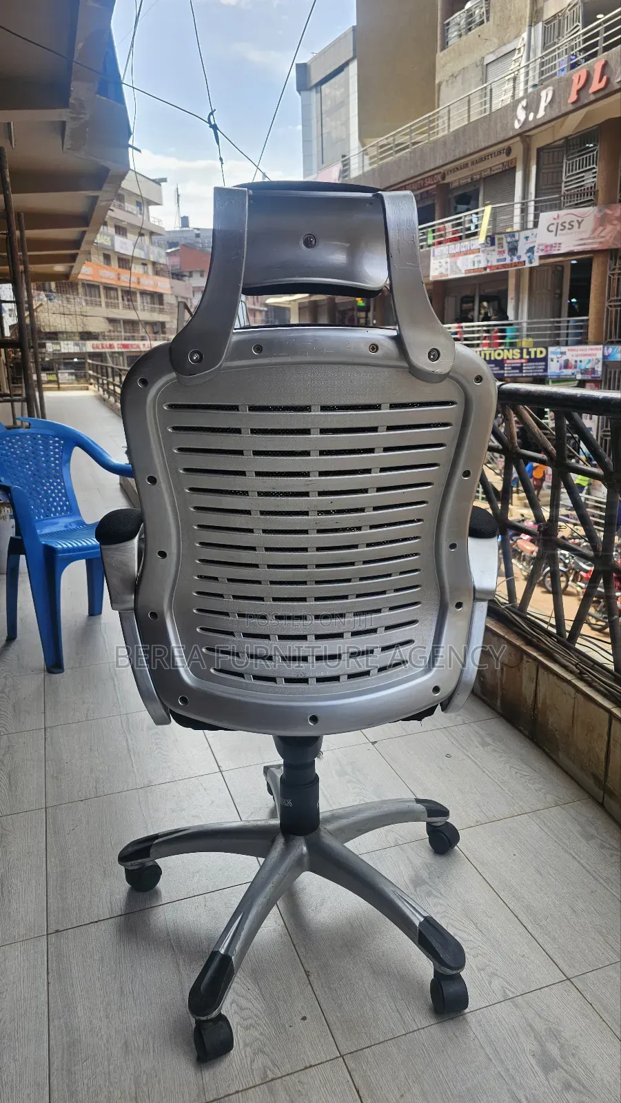 Grey-White and Black Mesh Office Chair