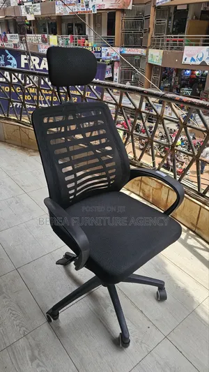 Black Office Chair With Headrest Support