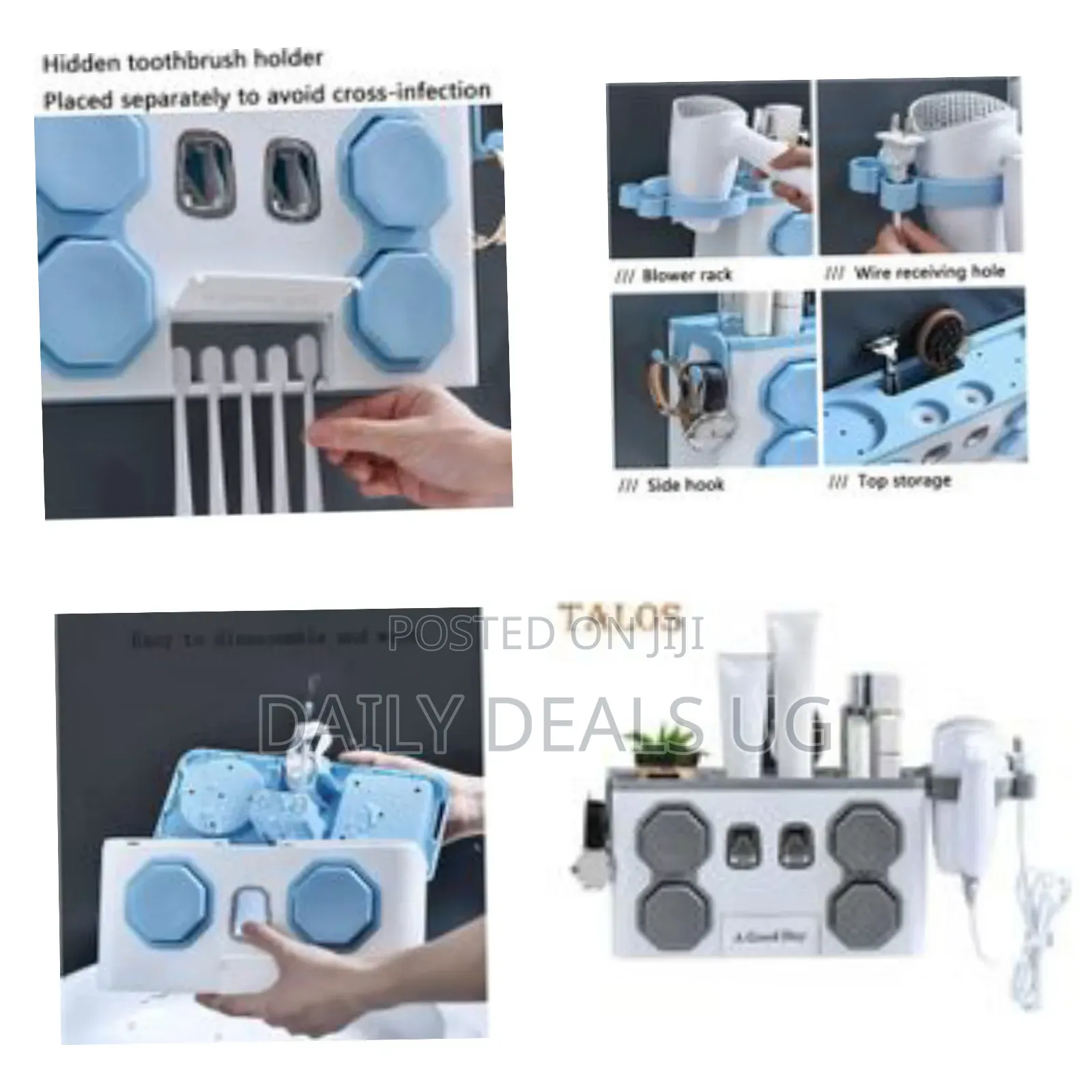Multifunctional 5 Toothbrush Holder Slots Automatic Dual Wall Mounted