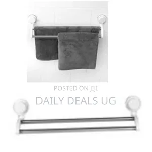 Bathroom Suction Double Towel Rack Rail, White