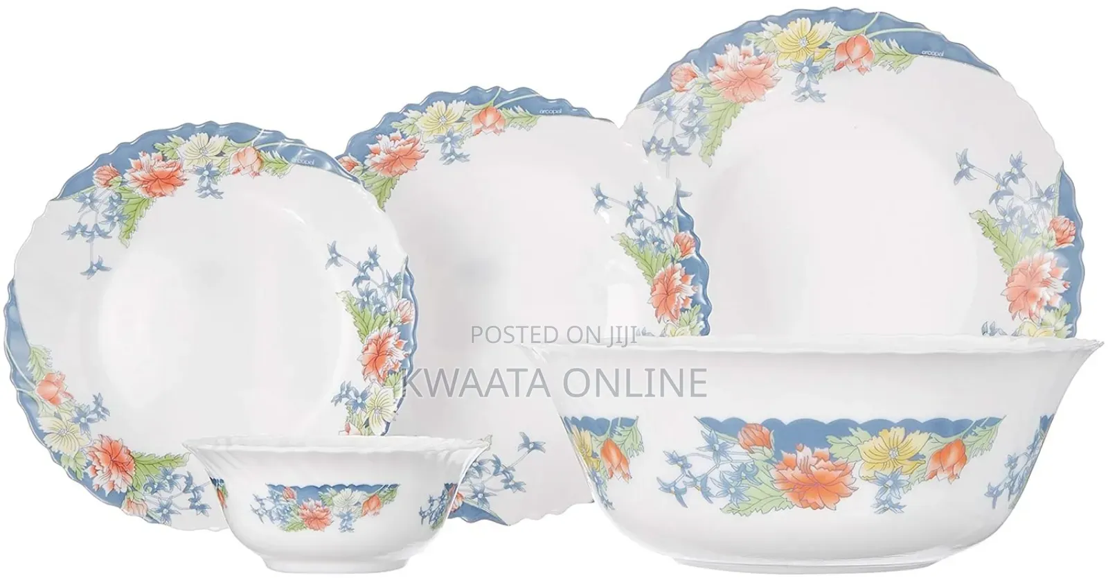26 Pieces Arcopal Aliya Blue Dinner Set Opalware