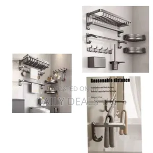 Set of 7 Three Fold Towel Rack Space Aluminum Bar Rail Paper Holder