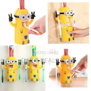 Automatic Minions Wash Kit One Toothpaste and Two Toothbrush Holder