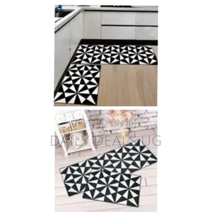 2pcs Non-Slip Bedroom Floor Kitchen Rugs Doormats Carpets- Black