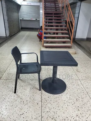 Patio Dining Table and Chair Black